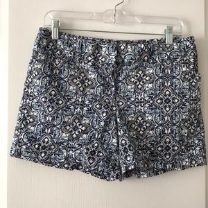 WHBM white and blue patterned shorts